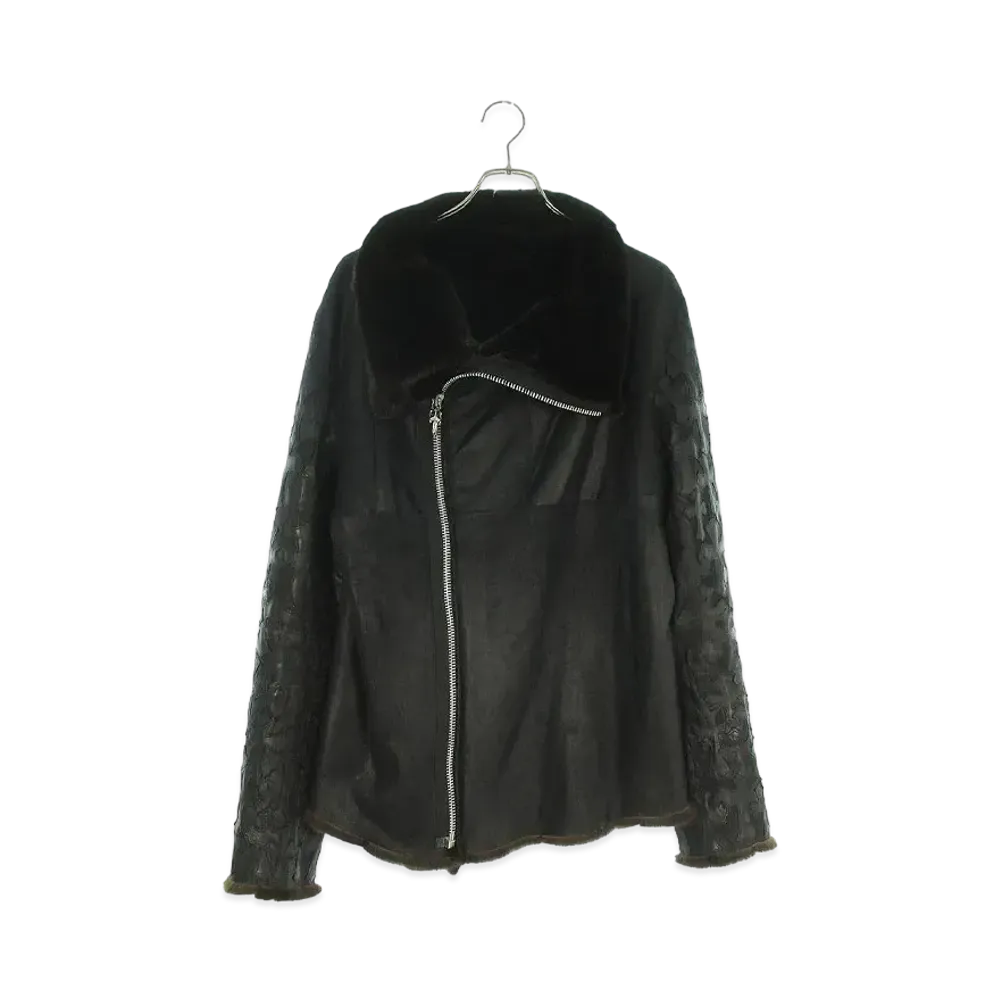 Chrome Hearts x Rick Owens Cross Patch Mink Far Mouton Coat "Black"