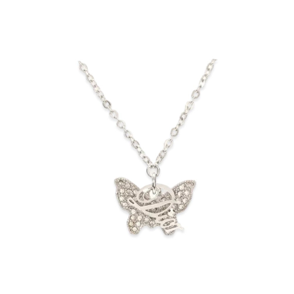 Dior Butterfly Logo Necklace "Silver"