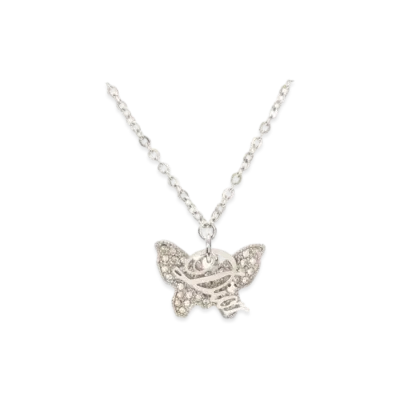 Dior Butterfly Logo Necklace "Silver"