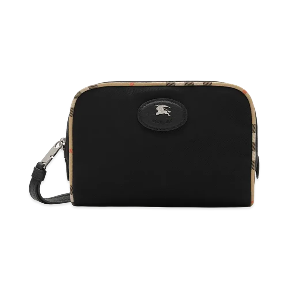 Burberry Small Check Piping Pouch "Black"