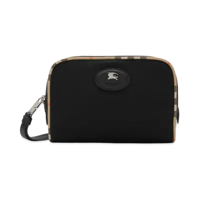 Burberry Small Check Piping Pouch "Black"