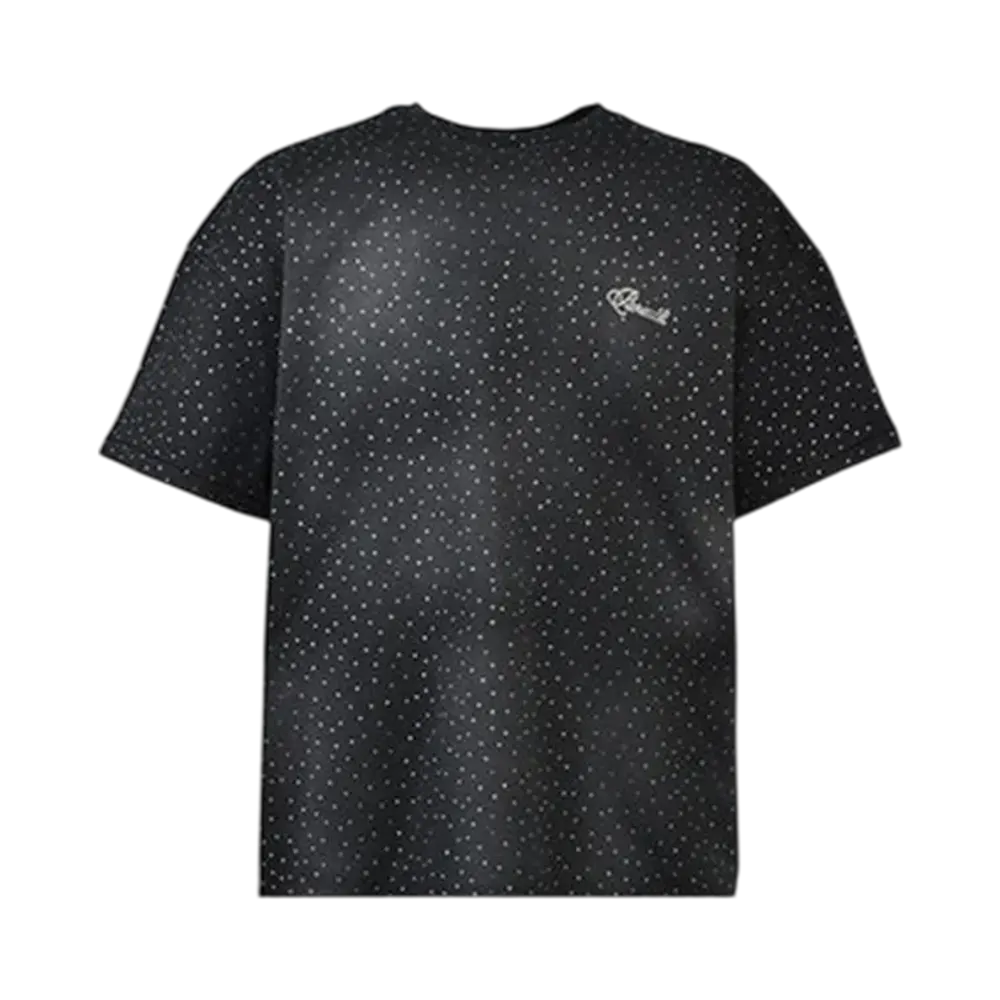 BREATH Script Logo Fade Rhinestone Tee "Black"