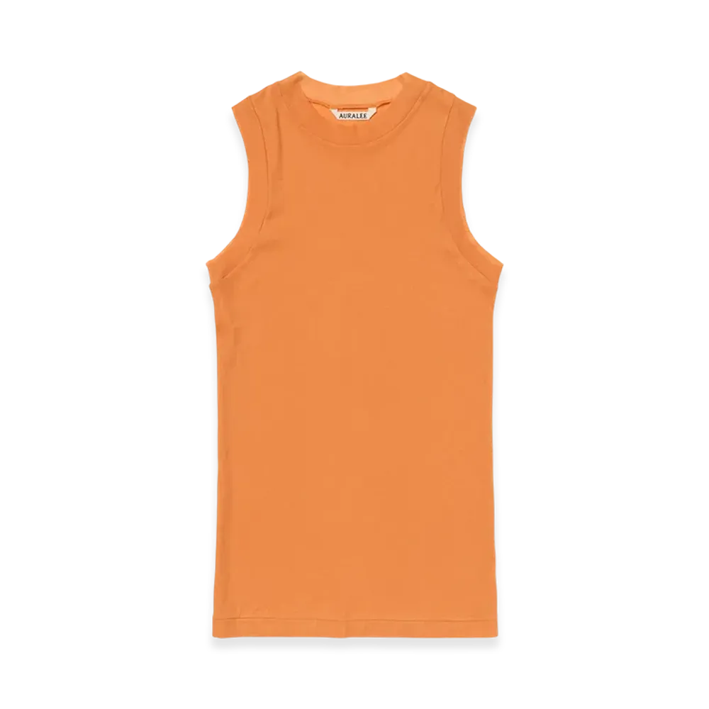 AURALEE Women's Super High Gauge Sheer Rib Tank Top "Orange"