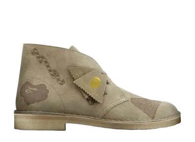 A BATHING APE × Clarks Desert Boots "Ivory/Grey Embossed"