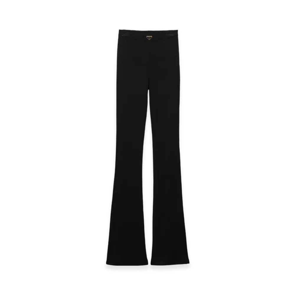 PRADA Women's Ribbed Knit Jersey Pants "Black"