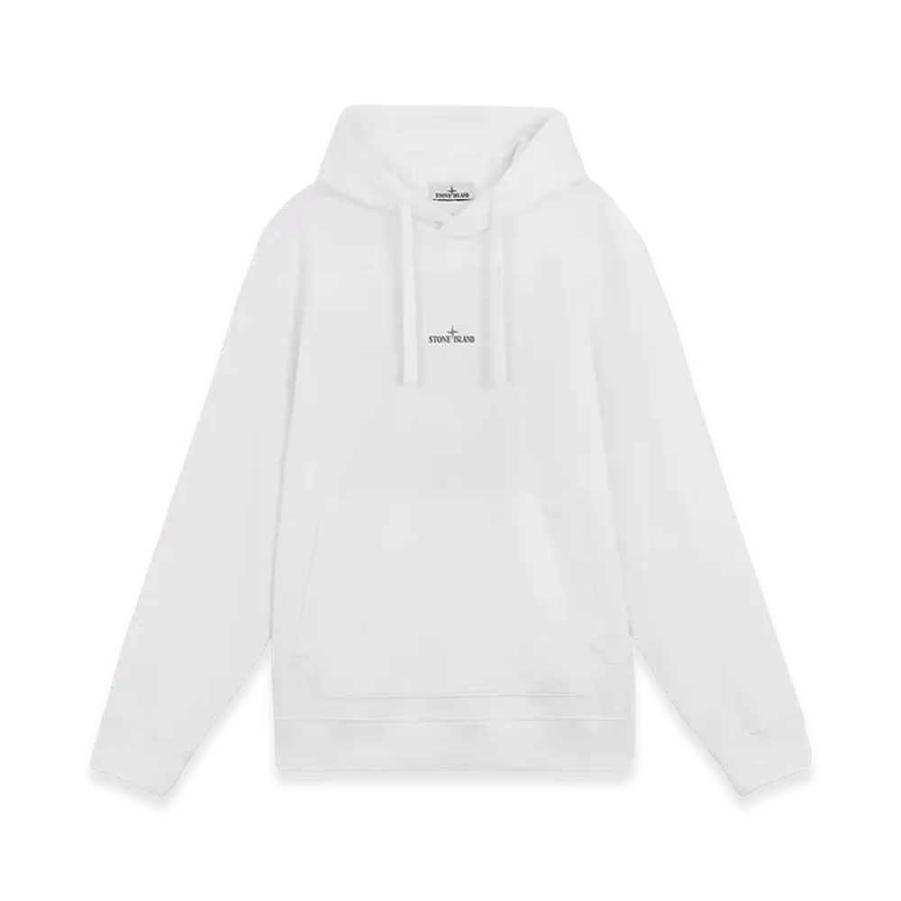 Stone Island 66488 Brushed Organic Cotton Fleece Sweatshirt with Optical Three Embroidery - 24FW "White"