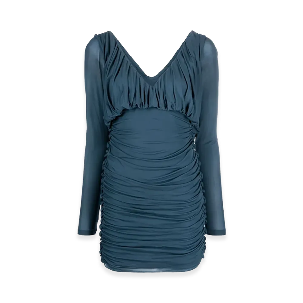 Saint Laurent Women's Teal Jersey Mini Dress "Green"