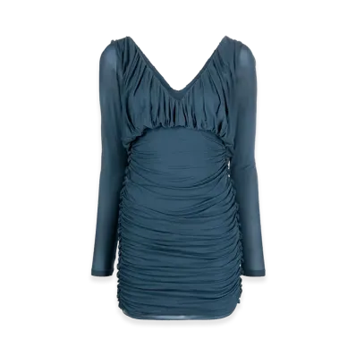 Saint Laurent Women's Teal Jersey Mini Dress "Green"