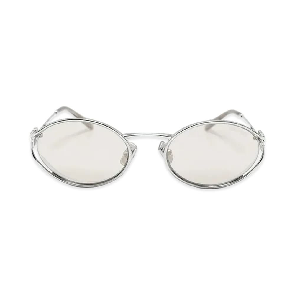 MIU MIU Women's Oval Sunglasses "Silver/Ivory"