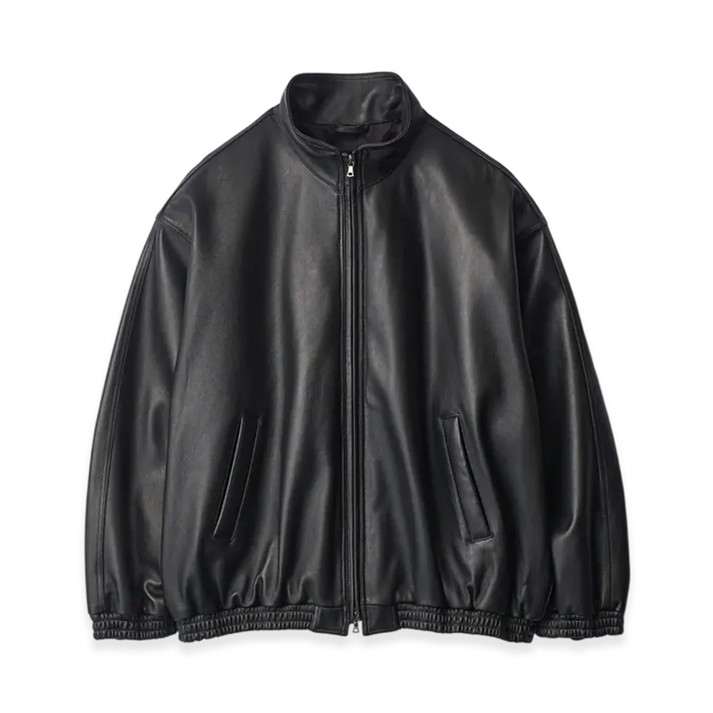 ssstein Sheep Leather Stand Collar Jacket "Black"