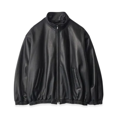 ssstein Sheep Leather Stand Collar Jacket "Black"