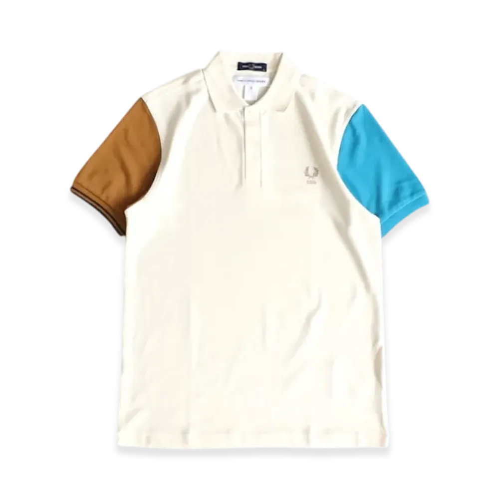 COMME des GARCONS SHIRT x FRED PERRY Polo shirt "Ecru/Brown Blue"