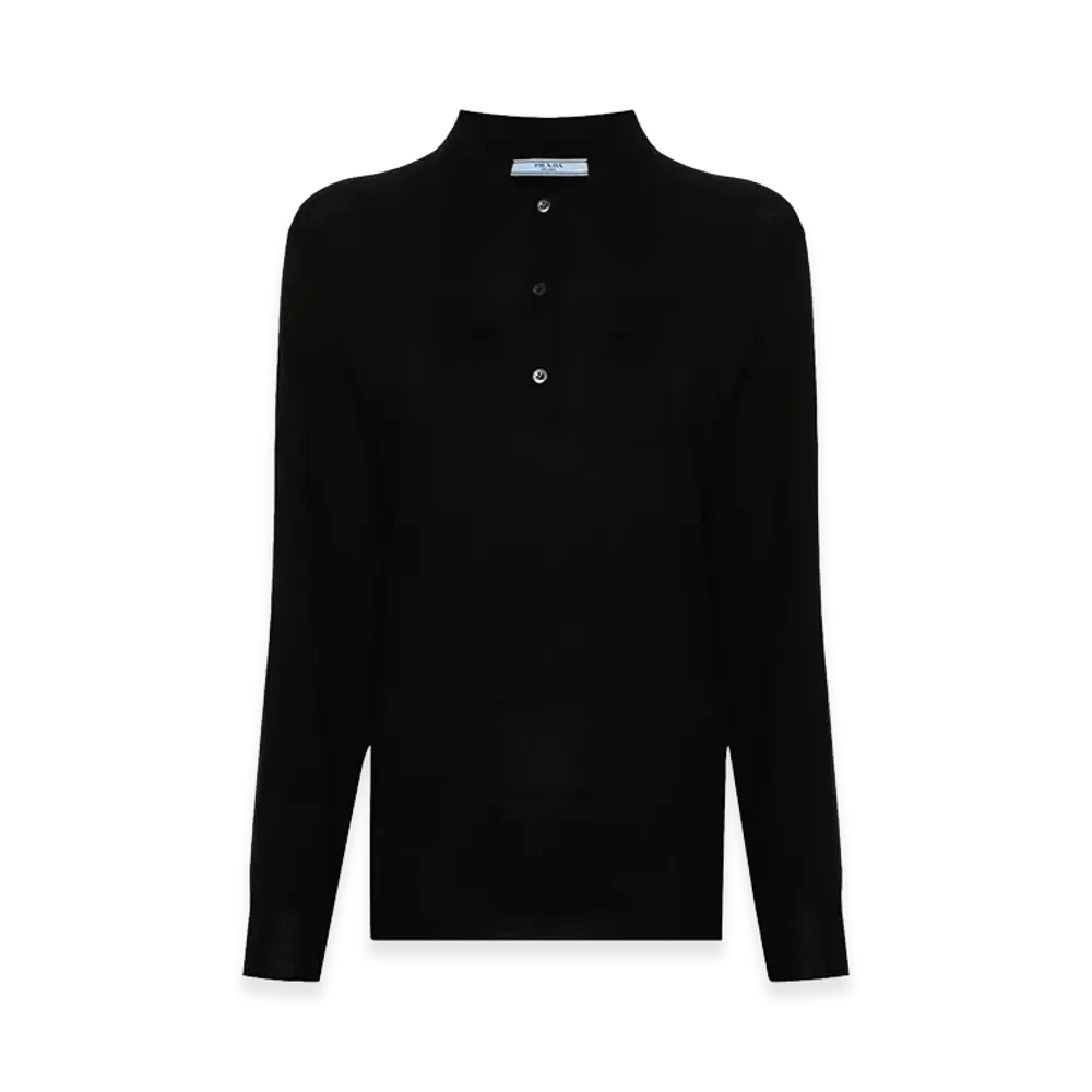 PRADA Women's Maglia Polo Maniche Lunghe "Nero"
