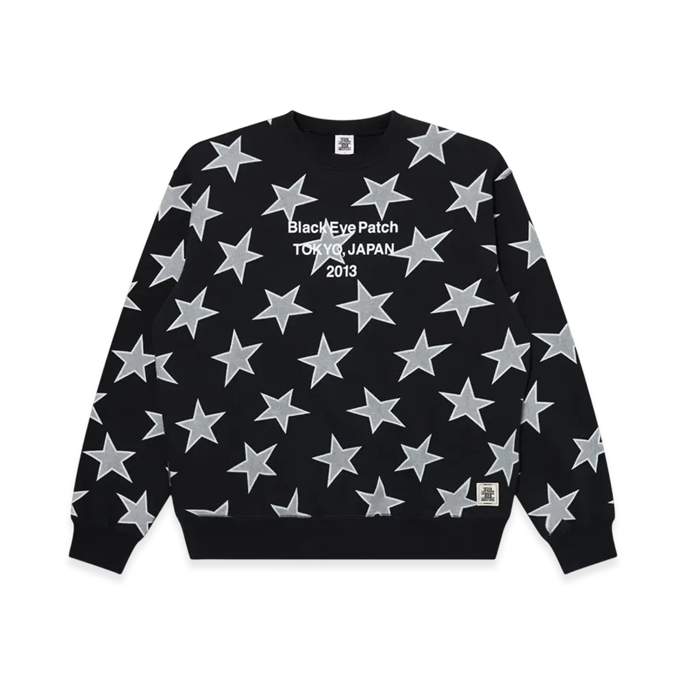 BlackEyePatch Star Patterned Brand Origin Crew Sweat "Black"