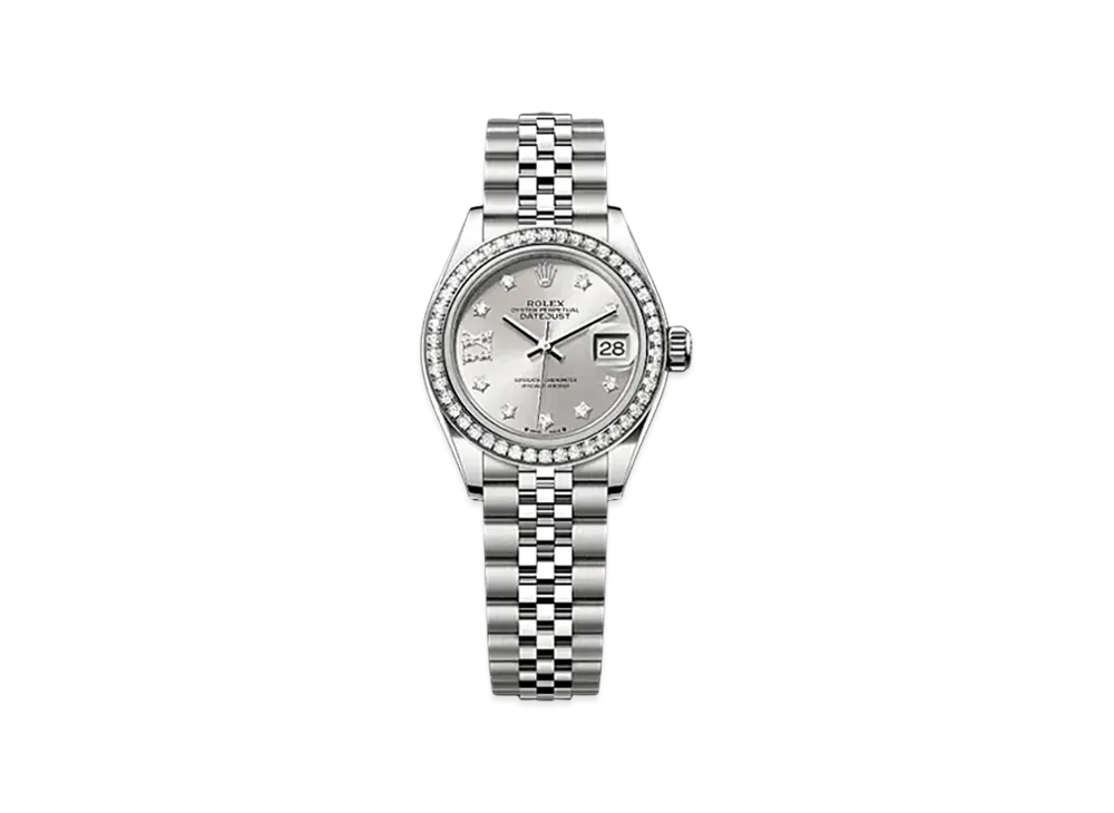 ROLEX Lady-Datejust 28mm Oystersteel & White Gold Diamond 279384RBR "Silver"