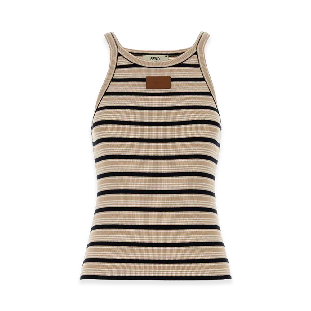FENDI Women's Embroidered Cotton Tank Top "Multi"