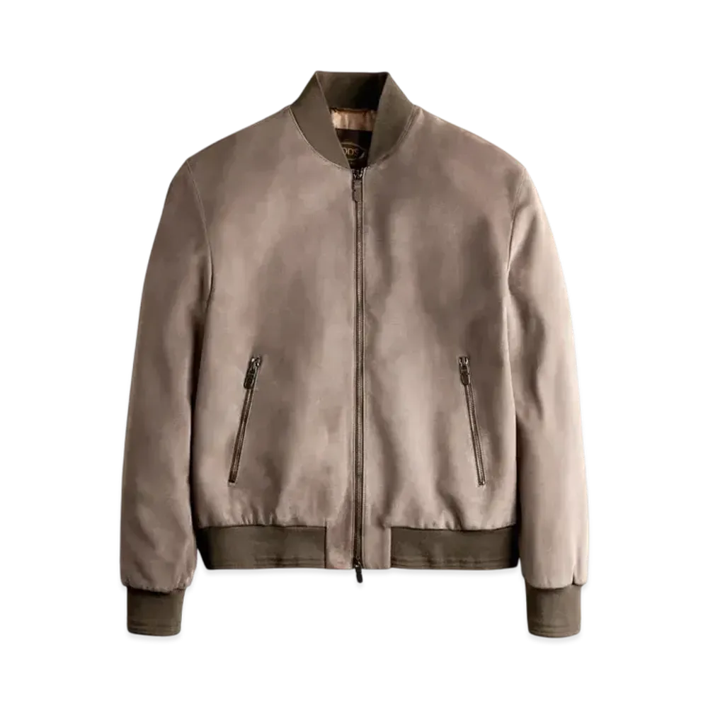 TOD'S Pashmy Bomber Jacket in Suede "Brown"