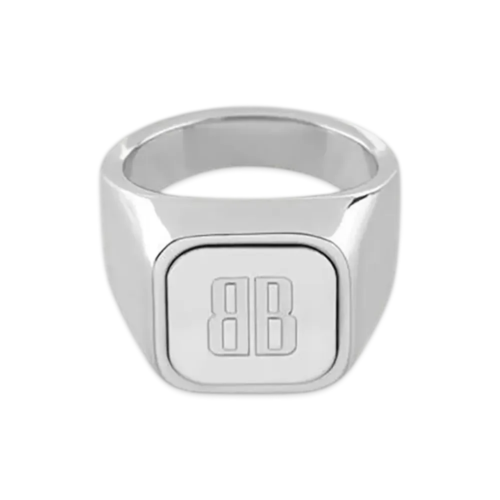 BALENCIAGA Nano Signet Ring "Shiny Silver"