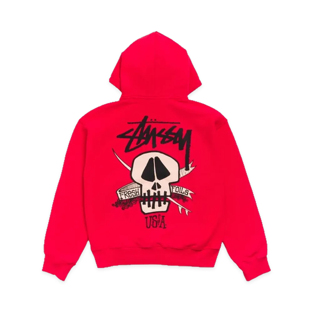 Stussy Fresh Foils Hoodie Garment Dyed "Red"