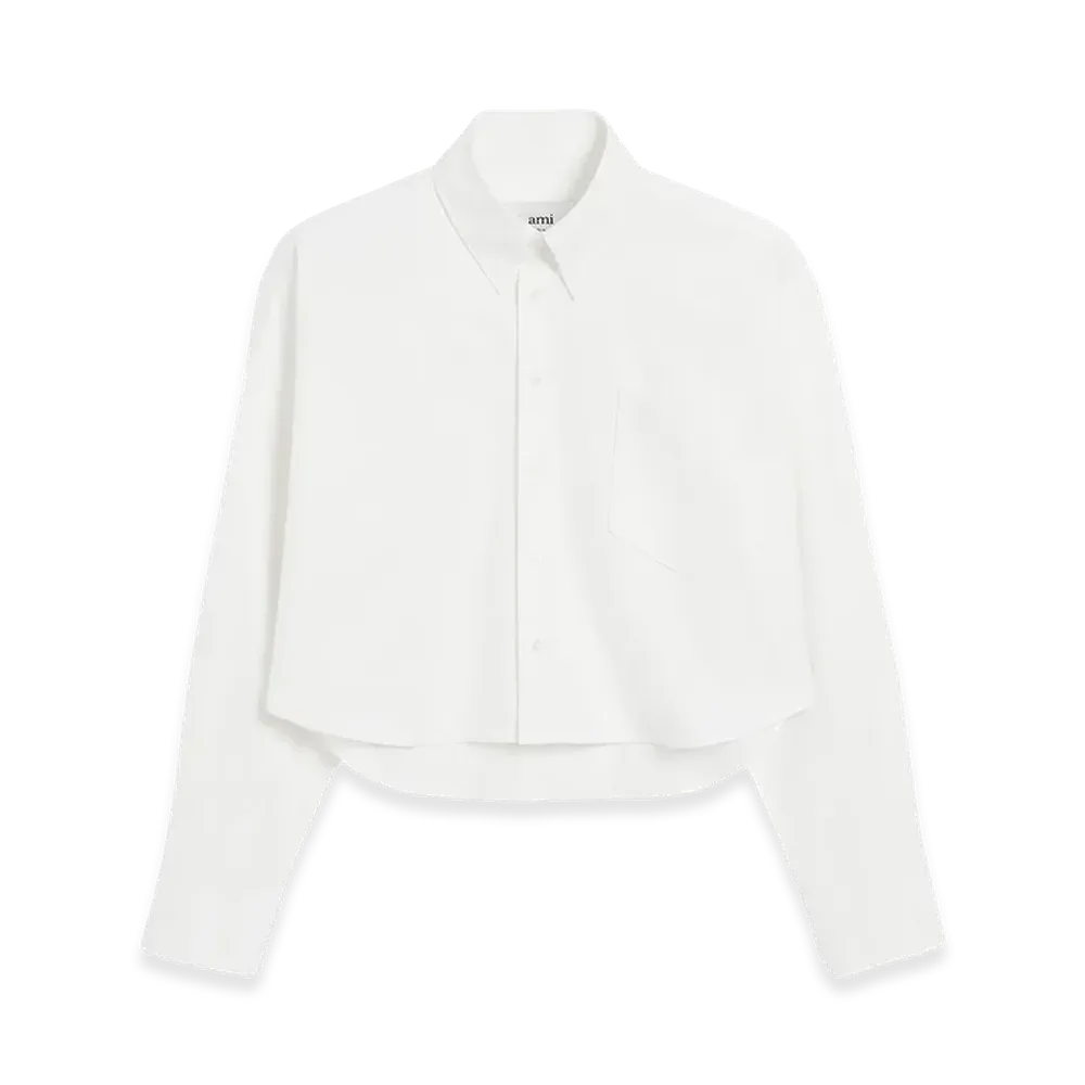 AMI PARIS Women's Oversized Cropped Shirt "White"