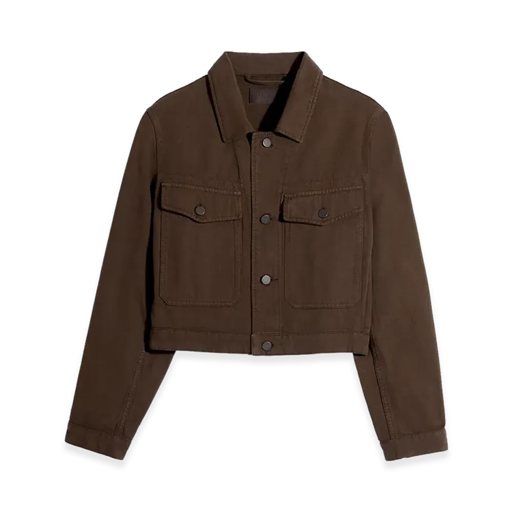 LEMAIRE Women's Dyed Heavy Broken Twill Cropped Blouson "Cacao Dyed"