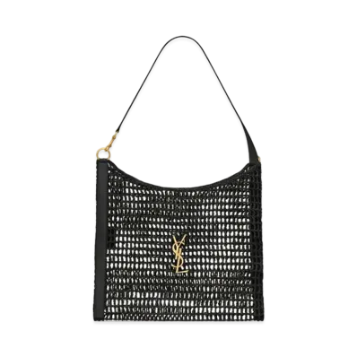 Saint Laurent Oxalis Bag in Raffia Macrame "Black"