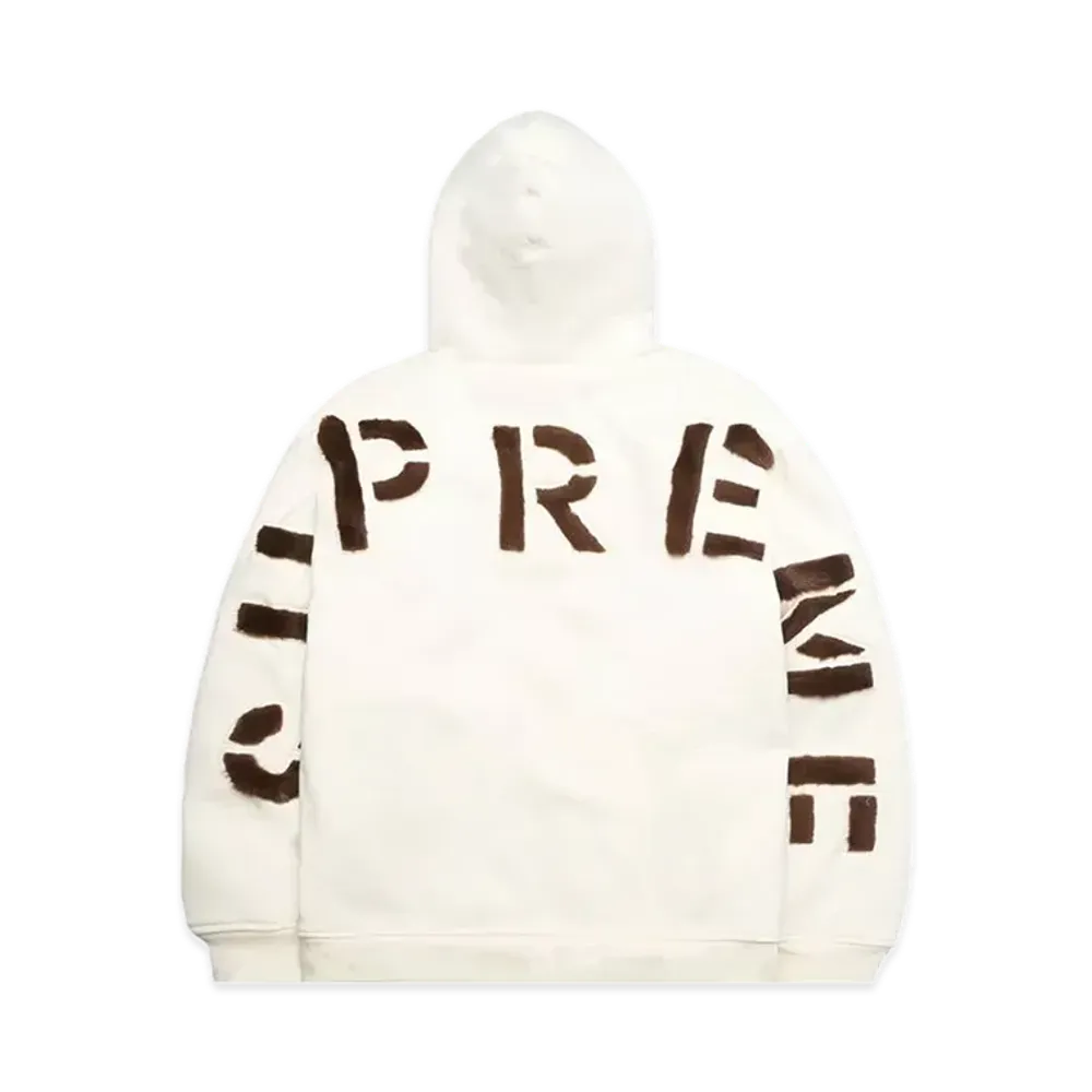 Supreme Faux Fur Lined Zip Up Hooded Sweatshirt "Natural"