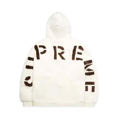 Supreme Faux Fur Lined Zip Up Hooded Sweatshirt "Natural"