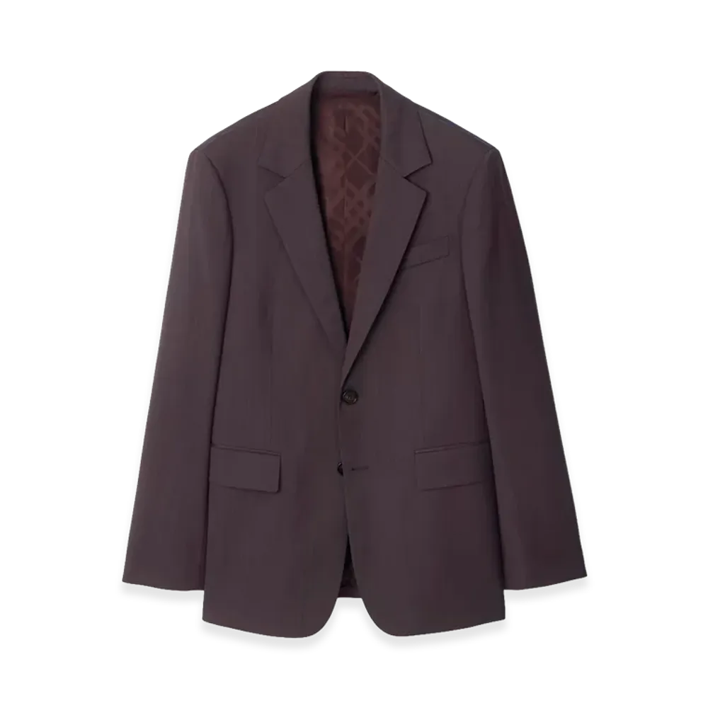 Burberry Wool Tailored Jacket "Wine Red Melange"