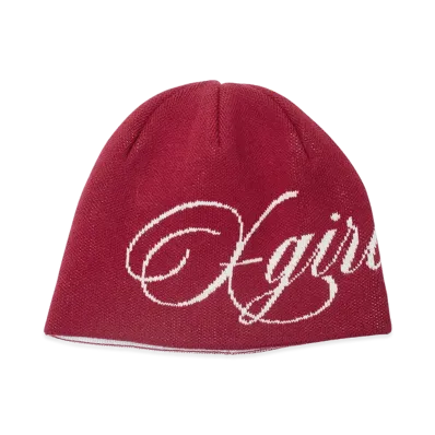 X-Girl Women's Logo And Hazy Pattern Reversible Beanie "Red"