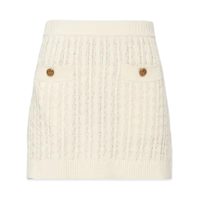 PRADA Women's Cable-Knit Cotton Miniskirt "Ivory"