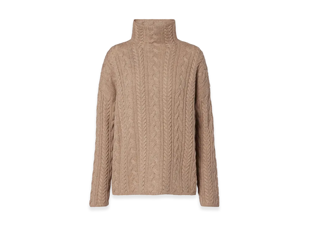 S Max Mara Cable-Knit Wool and Cashmere Sweater "Beige"