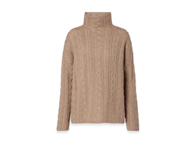 S Max Mara Cable-Knit Wool and Cashmere Sweater "Beige"