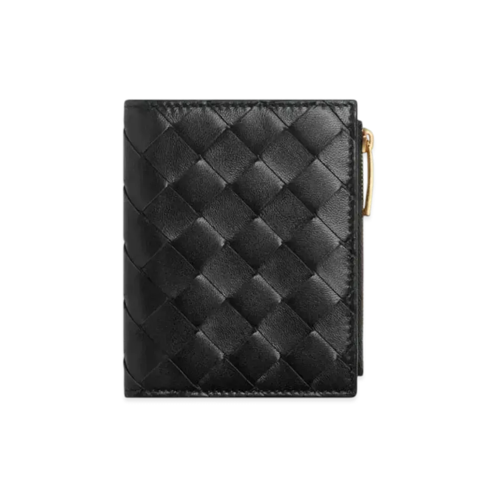 Bottega Veneta Intrecciato Small Bi-Fold Wallet "Black"
