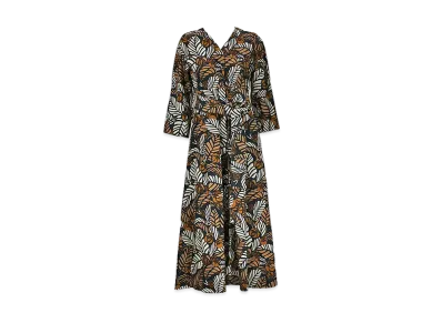 S Max Mara Women's Cotton Poplin Print Dress "Brown"