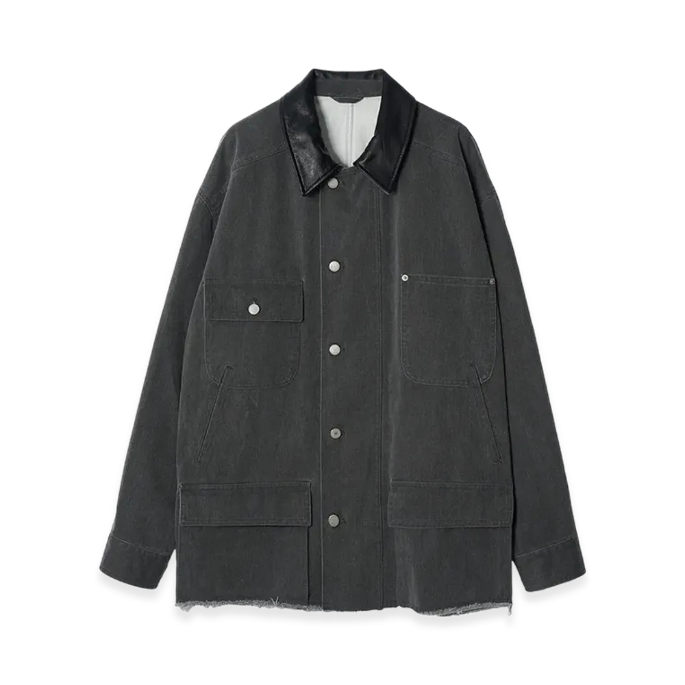 YOKE Pigment Coating Chino Cloth Cotton Cut-Off Coverall Jacket "Gray"