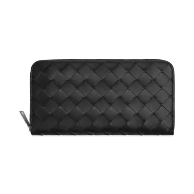 Bottega Veneta Zip Around Wallet "Black Cobalt"