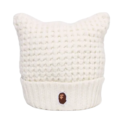 A BATHING APE Cat Ear Knit Cap "White"