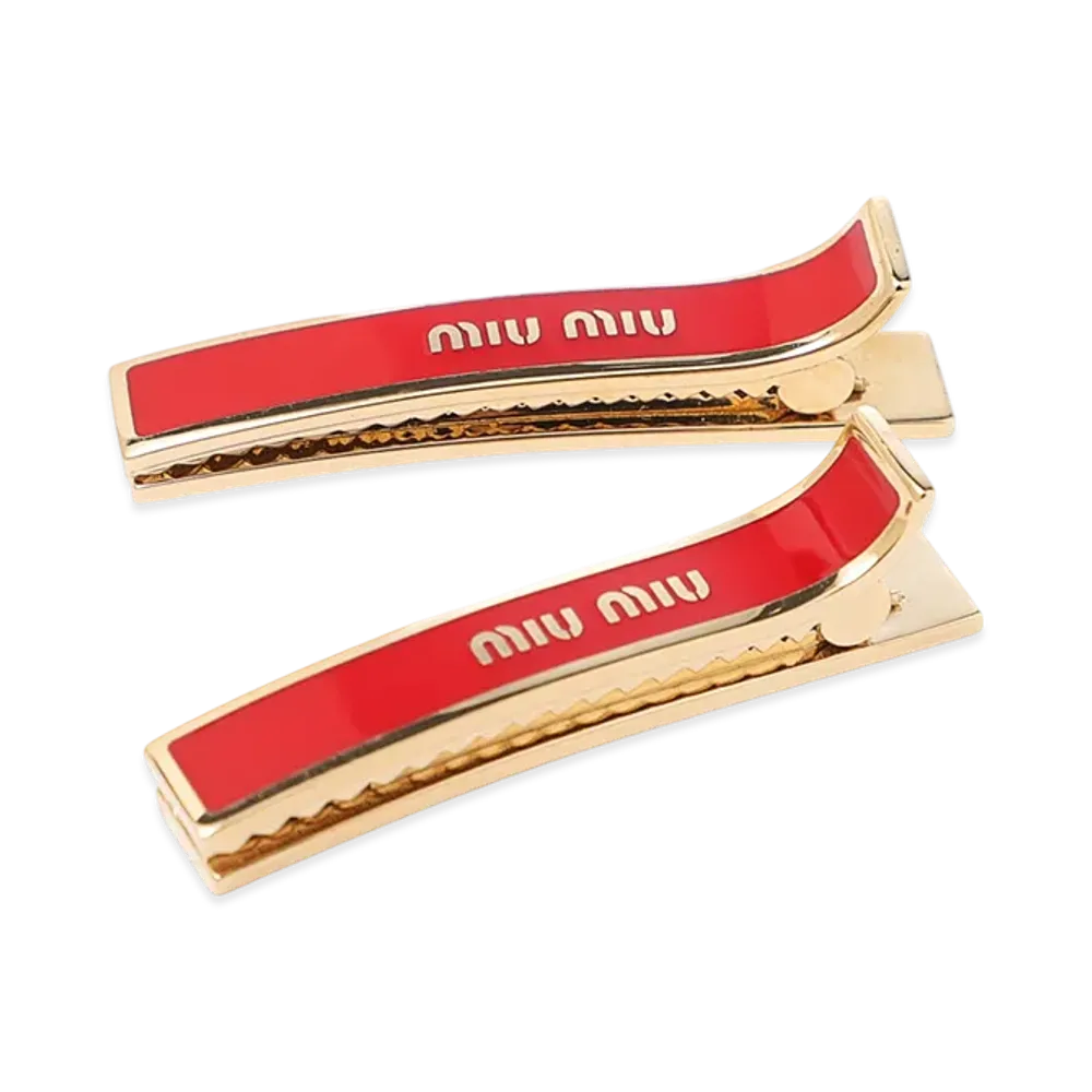 MIU MIU Hair Clip Set Of 2 "Rosso"
