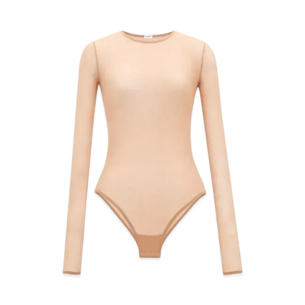 Saint Laurent Women's Bodysuit in Stretch Jersey "Beige"