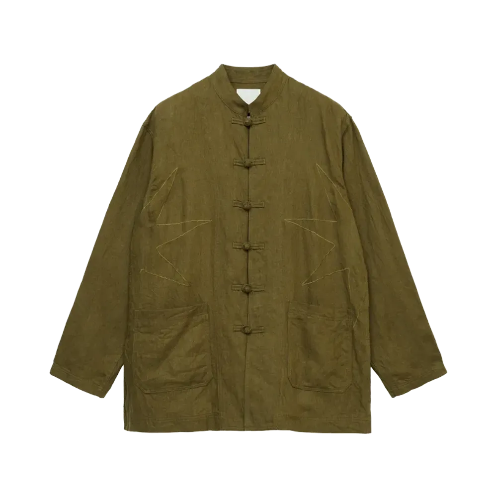 GDC x S'YTE Vintage Linen Chino Cloth Octagon Star Embroidery China Jacket "Khaki"