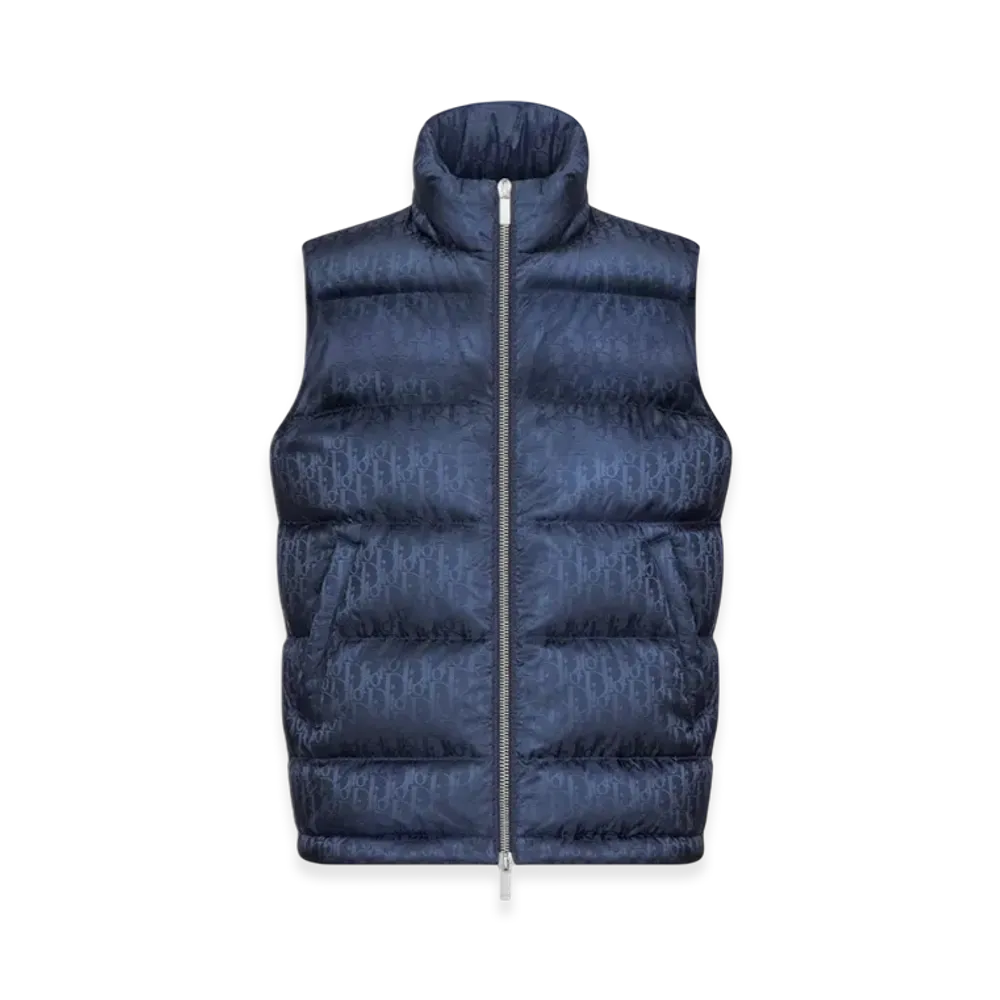 Dior Oblique Sleeveless Down Jacket Technical Jacquard "Blue"