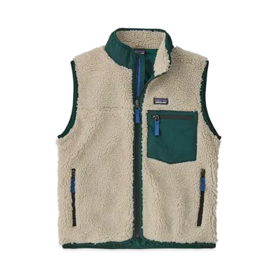 Patagonia Kids Retro-X Vest "Natural w/Cascade Green"