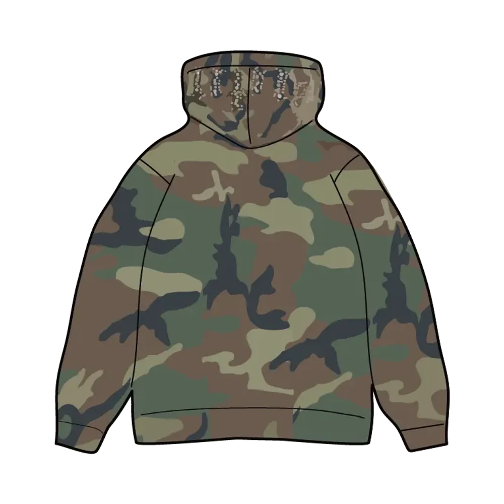 Supreme Overdyed Studded Hooded Sweatshirt "Woodland Camo"