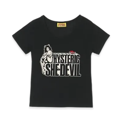 HYSTERIC GLAMOUR She Devil Heart Embroidered Mini T-Shirt "Black"