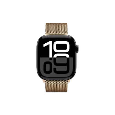 Apple Watch Series 10 GPS Model Jet Black Aluminiumcase Stainless Steel Milanese Loop "Gold"