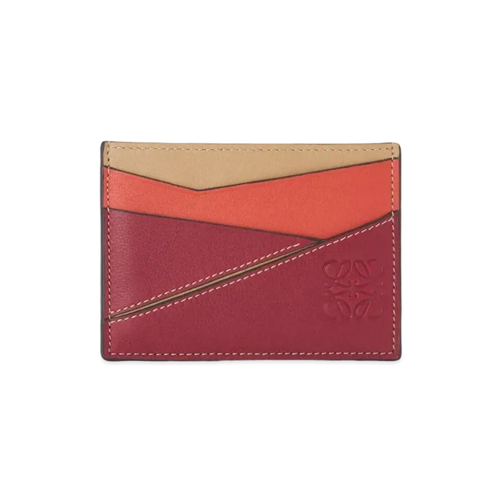 LOEWE Puzzle Plain Cardholder In Classic Calfskin "Deep Red / Dune"