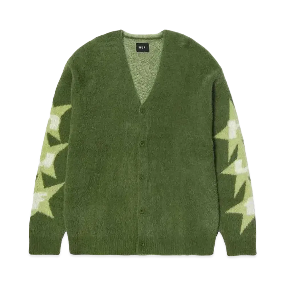 HUF Fall 24 Ursa Shaggy Cardigan "Pesto"