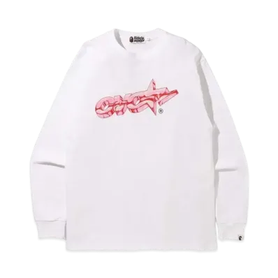 A BATHING APE X OVO LONG SLEEVE TEE "White"