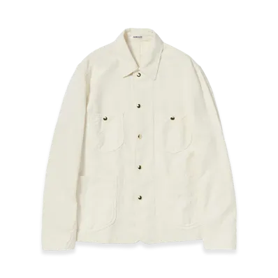 AURALEE Women's Wool Cotton Linen Ox Work Jacket "Off White"